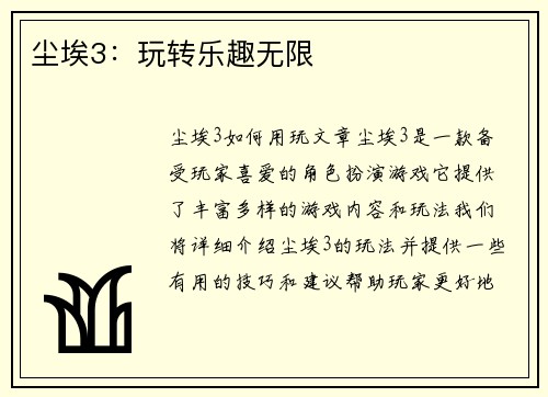 尘埃3：玩转乐趣无限